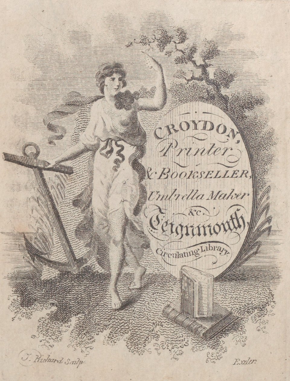 Byteskort för Croydon, skrivare, bokhandlare och paraplytillverkare, 1800-talet., 1800-talet. av T. Rickard