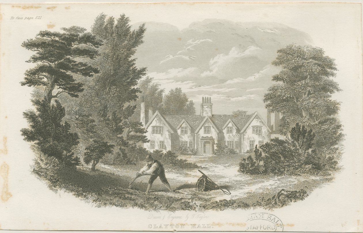 Fenton - Clayton Hall: stålgravyr, nd [c 1840] (tryck) av T Taylor