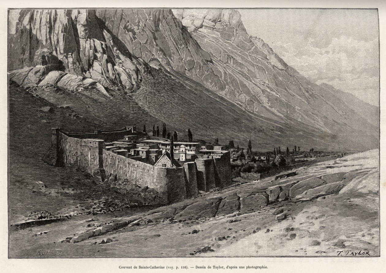 Klostret St. Catherine, Egypten. Taylors gravyr för att illustrera berättelsen "" Voyage dans l