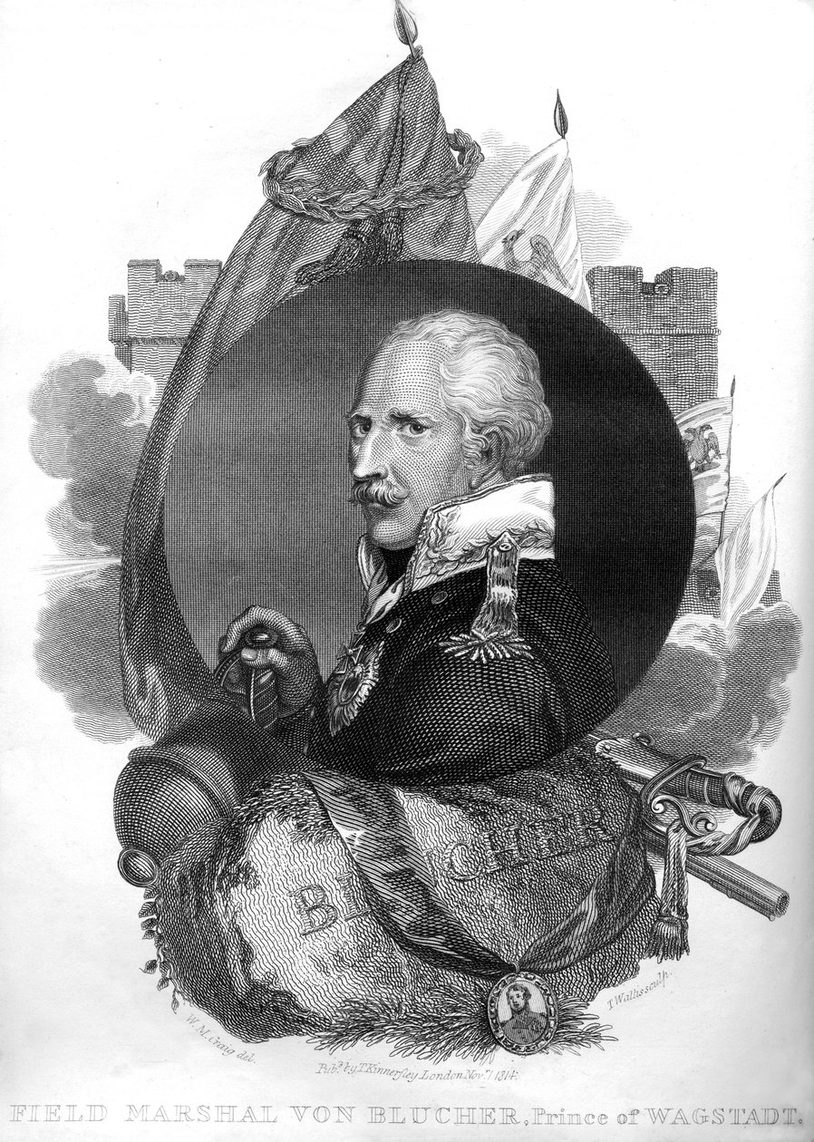 Fältmarskalk von Blucher, prins av Wagstadt, 1816. av T. Wallis