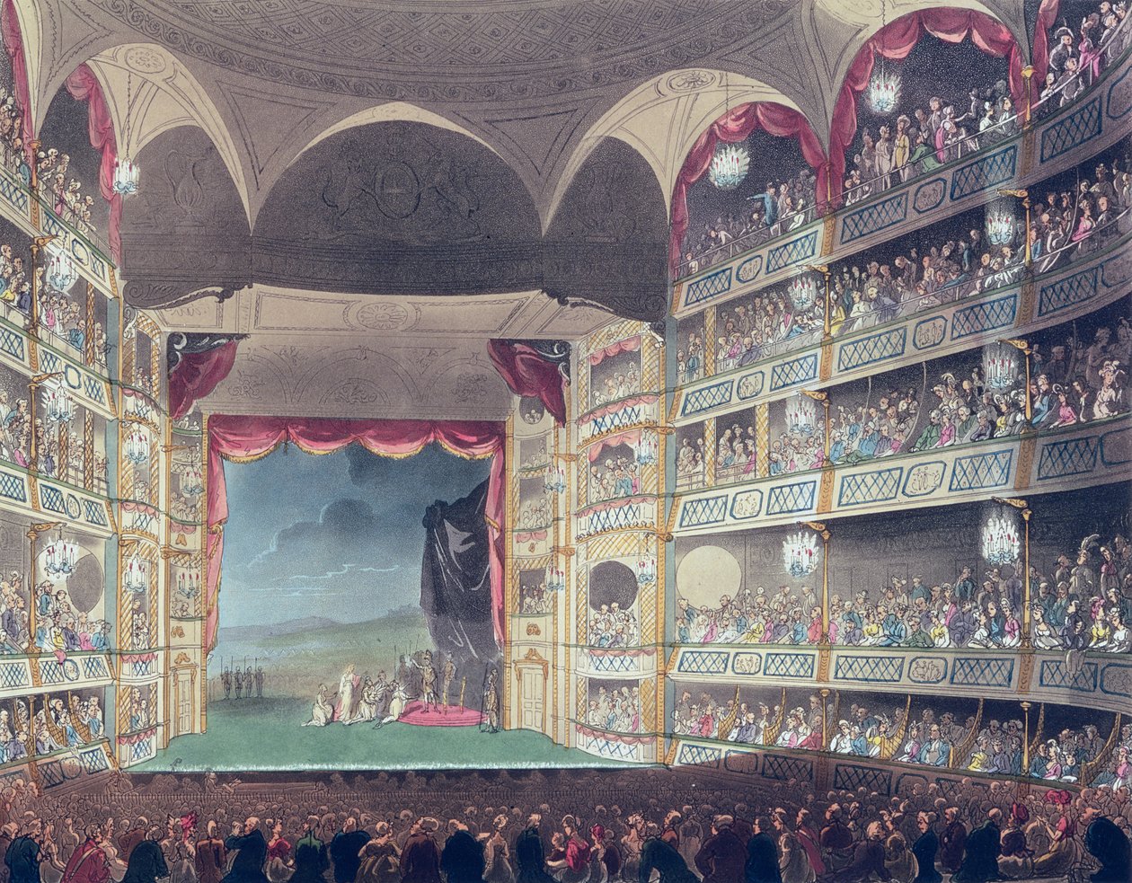 Interiör av Drury Lane Theatre av T. and Pugin A.C. Rowlandson