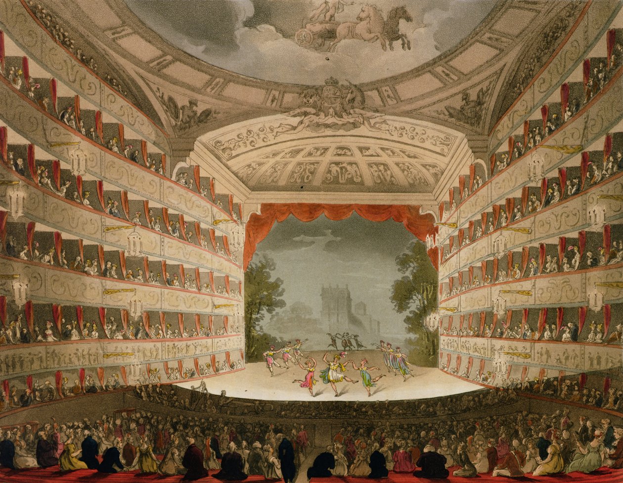 Kings Theatre Opera House, graverat av J. Bluck, pub. av Ackermanns 