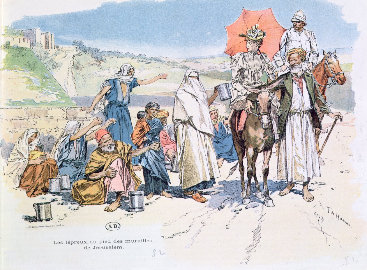 Spetälska utanför Jerusalems murar, 1892 av T. de Haener