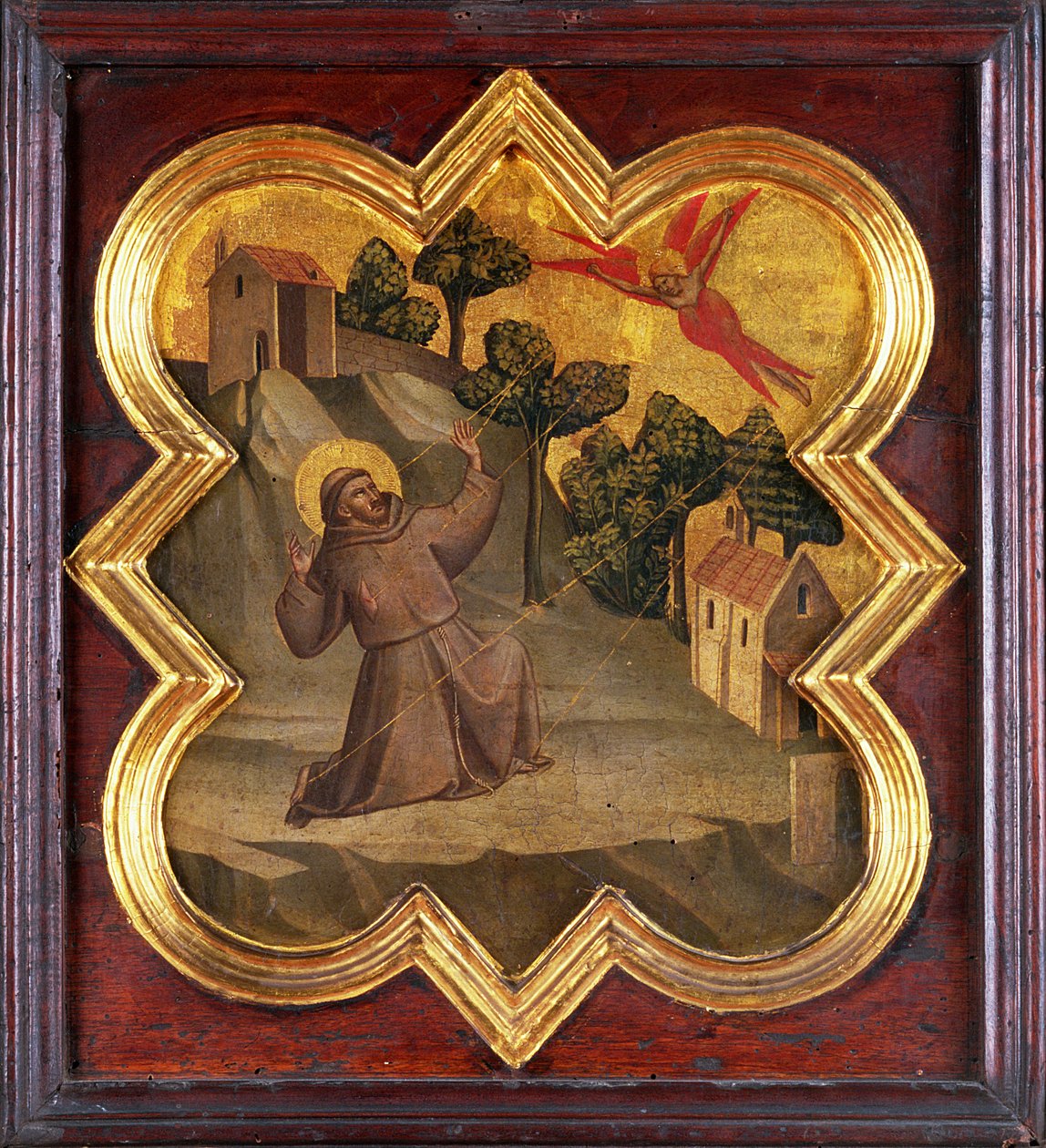 St Francis tar emot Stigmata (tempera på panel) av Taddeo Gaddi