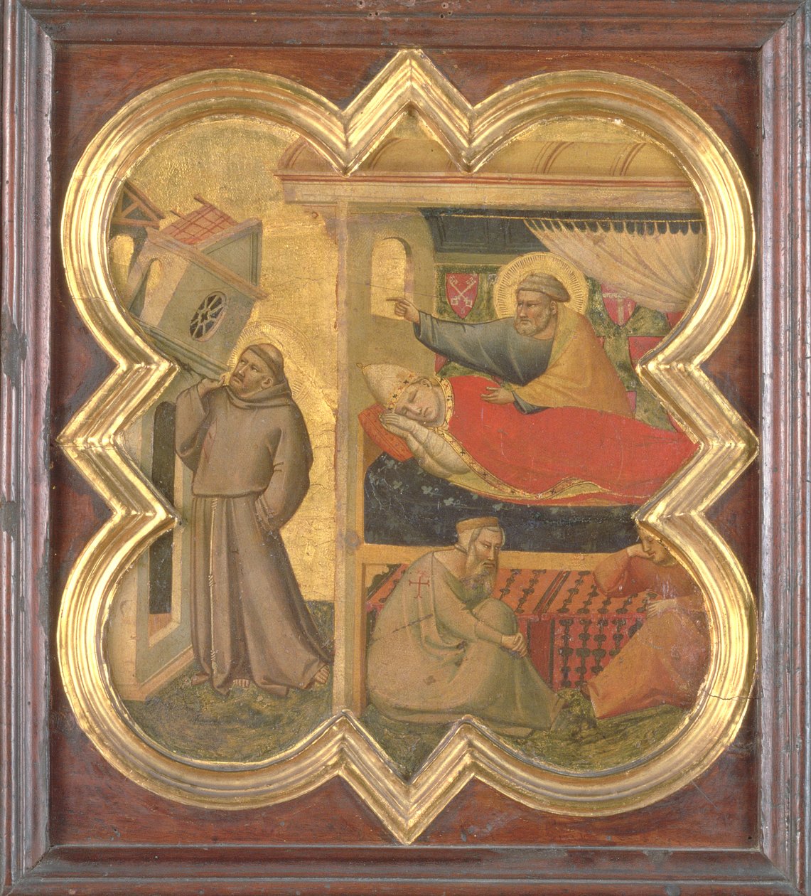 Den helige Franciskus håller upp Laterankyrkan (tempera på panel) av Taddeo Gaddi