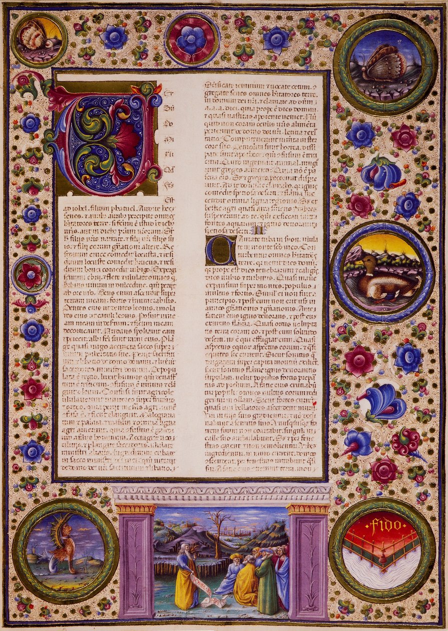 Incipit från Joels bok, från volym II av Bible of Borso d