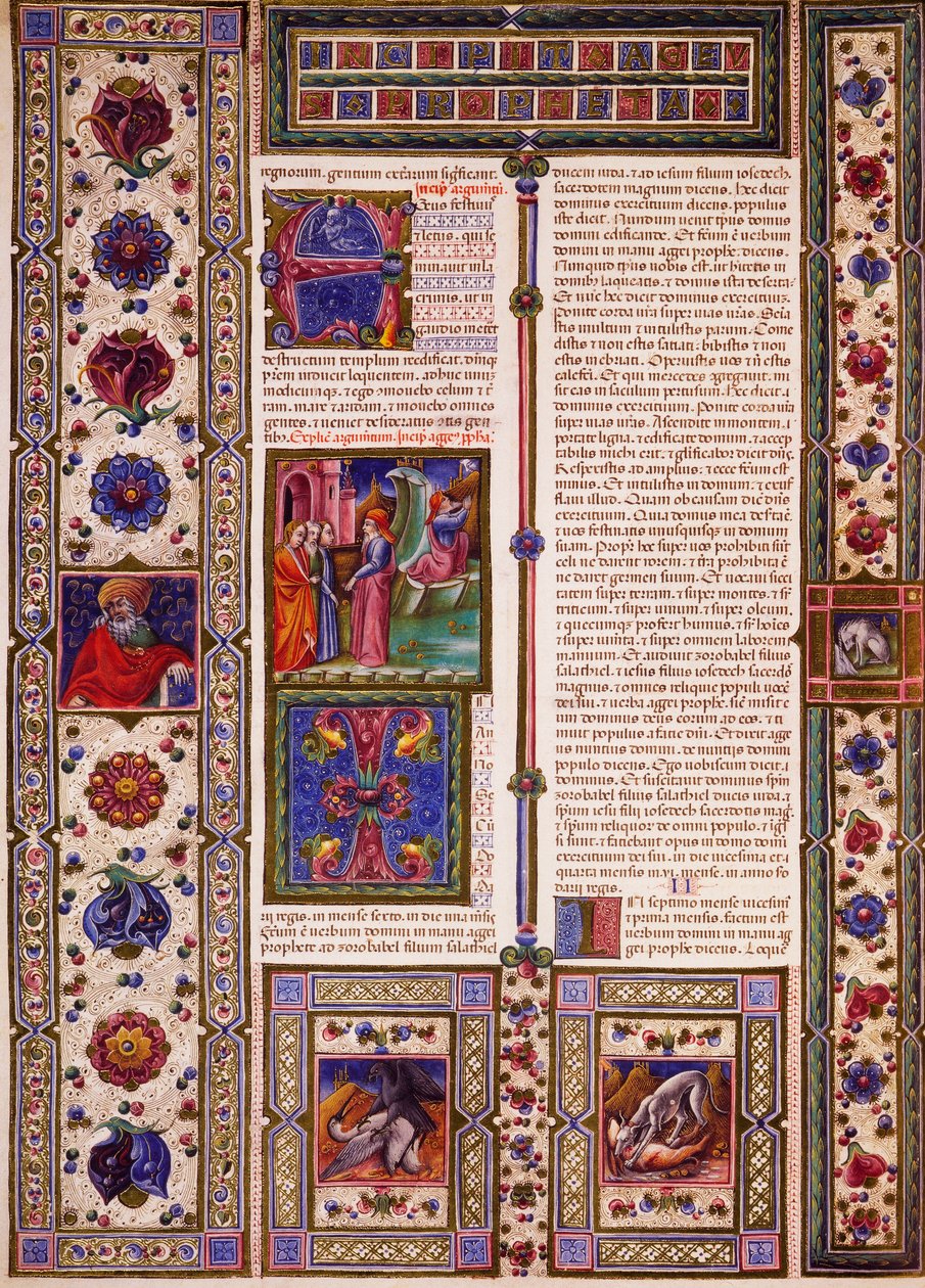 Incipit från Book of Nahum, från volym II av Bible of Borso d