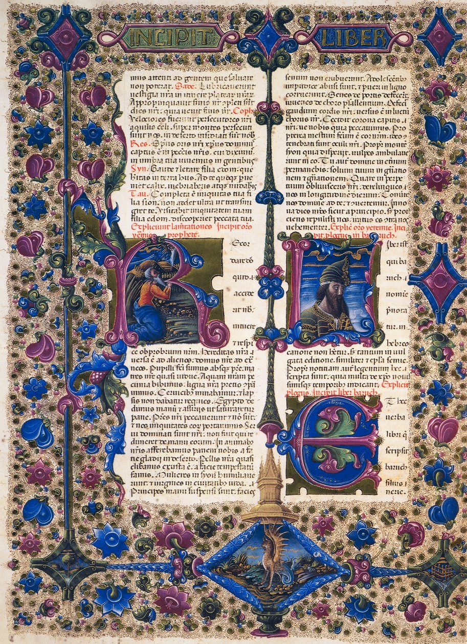 Incipit från Profeten Baruchs bok, från volym II av Bibeln från Borso d