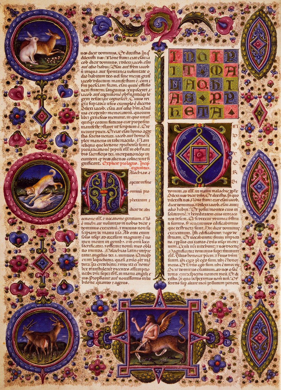 Incipit från Sefanjas bok, från volym II av Bible of Borso d
