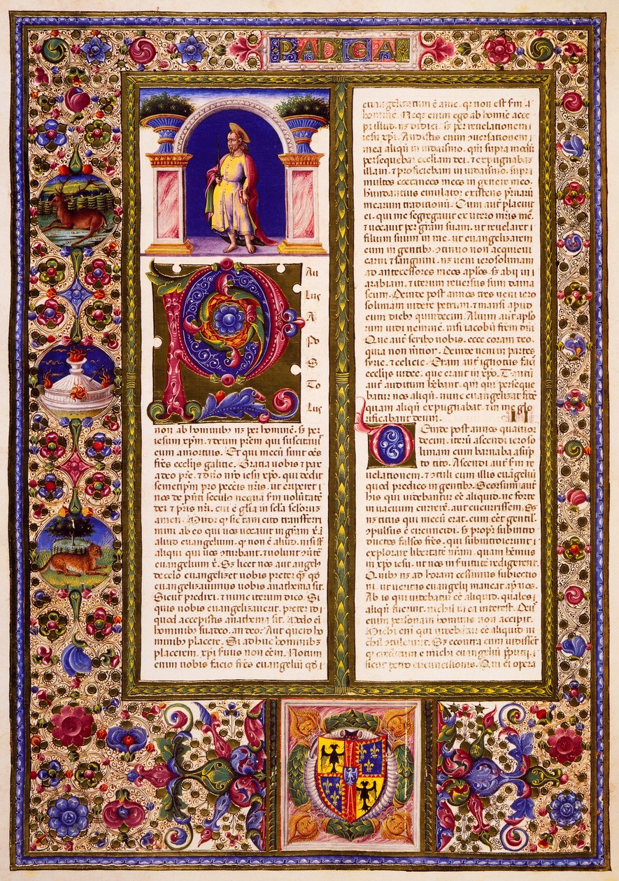 Paulus brev till Galaterbrevet, från volym II av Bible of Borso d