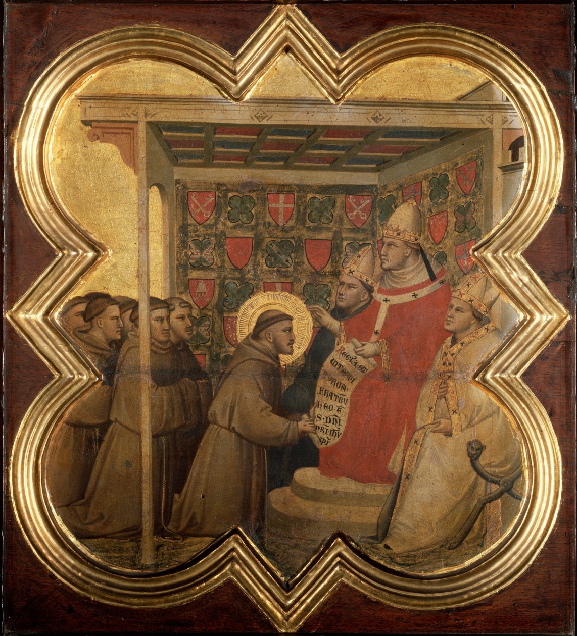 Sankt Franciskus av Assisis liv: Innocentius III bekräftar franciskanerstyret 1210 - tempera på trä av Taddeo Gaddi