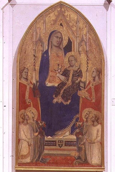 Madonna och barn med tron med SS. Maria Magdalena, Katarina av Alexandria och änglar av Taddeo Gaddi