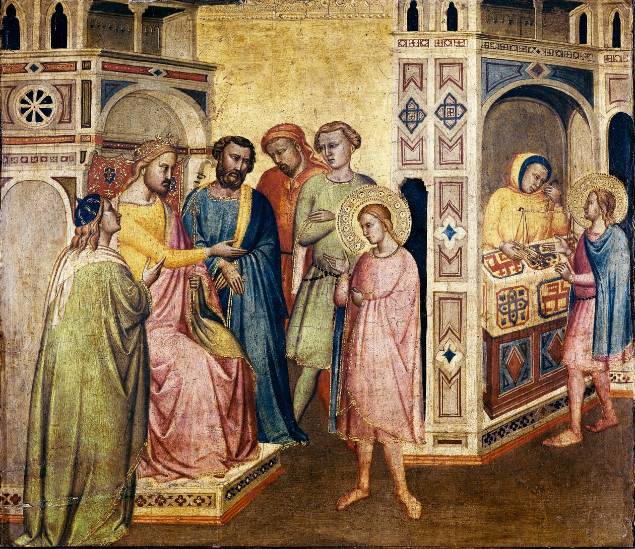 St. Eligius före kung Clothar, ca 1365 (tempera på trä) av Taddeo Gaddi