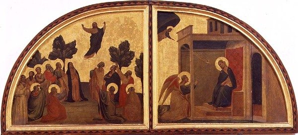 Himmelsfärden och bebådelsen, lunette (tempera på panelen) av Taddeo Gaddi