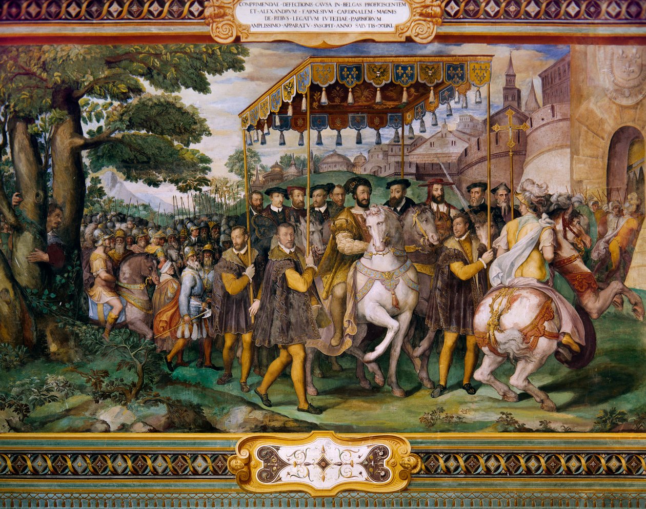 Francis I välkomnar Karl V och kardinal Alessio Farnese i Paris, av Taddeo Zuccari (1529-1566), Palazzo Farnese, Caprarola, Italien av Taddeo Zuccari