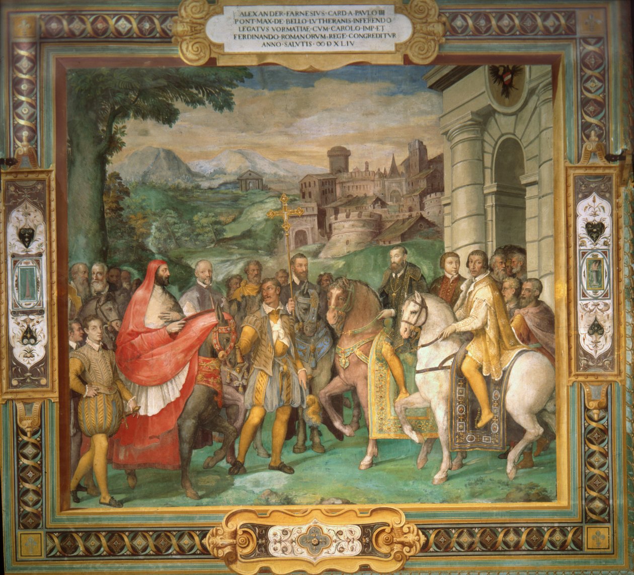 Mötet mellan den helige romerske kejsaren Karl V och Alessandro Farnese 1544 av Taddeo Zuccari