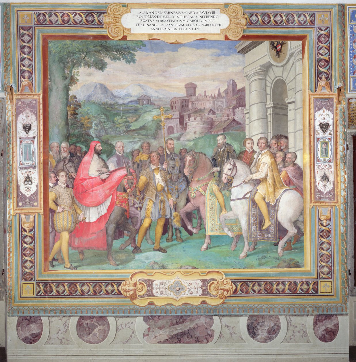 Karl V (1500-58) med Alessandro Farnese (1546-92) i Worms, från 