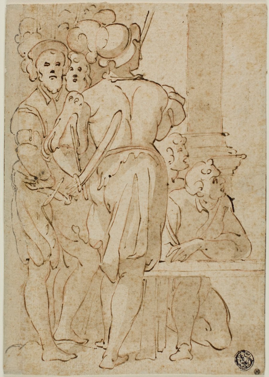 Stående soldater och knästående figurer av Taddeo Zuccaro