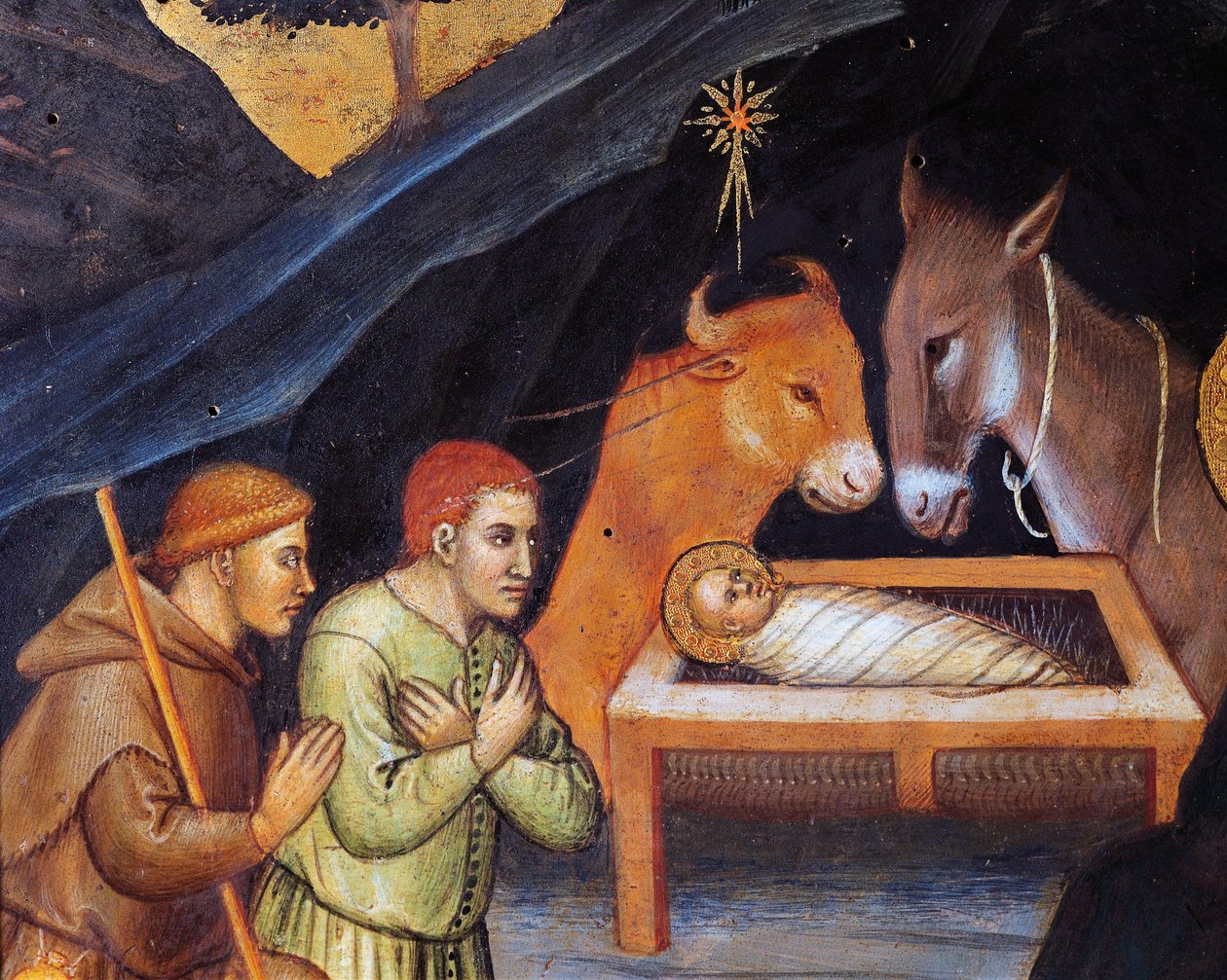 Adoration of Magi av Taddeo di Bartolo (ca 1362-ca 1422), tempera på panel, 38x57 cm, detalj av Taddeo di Bartolo