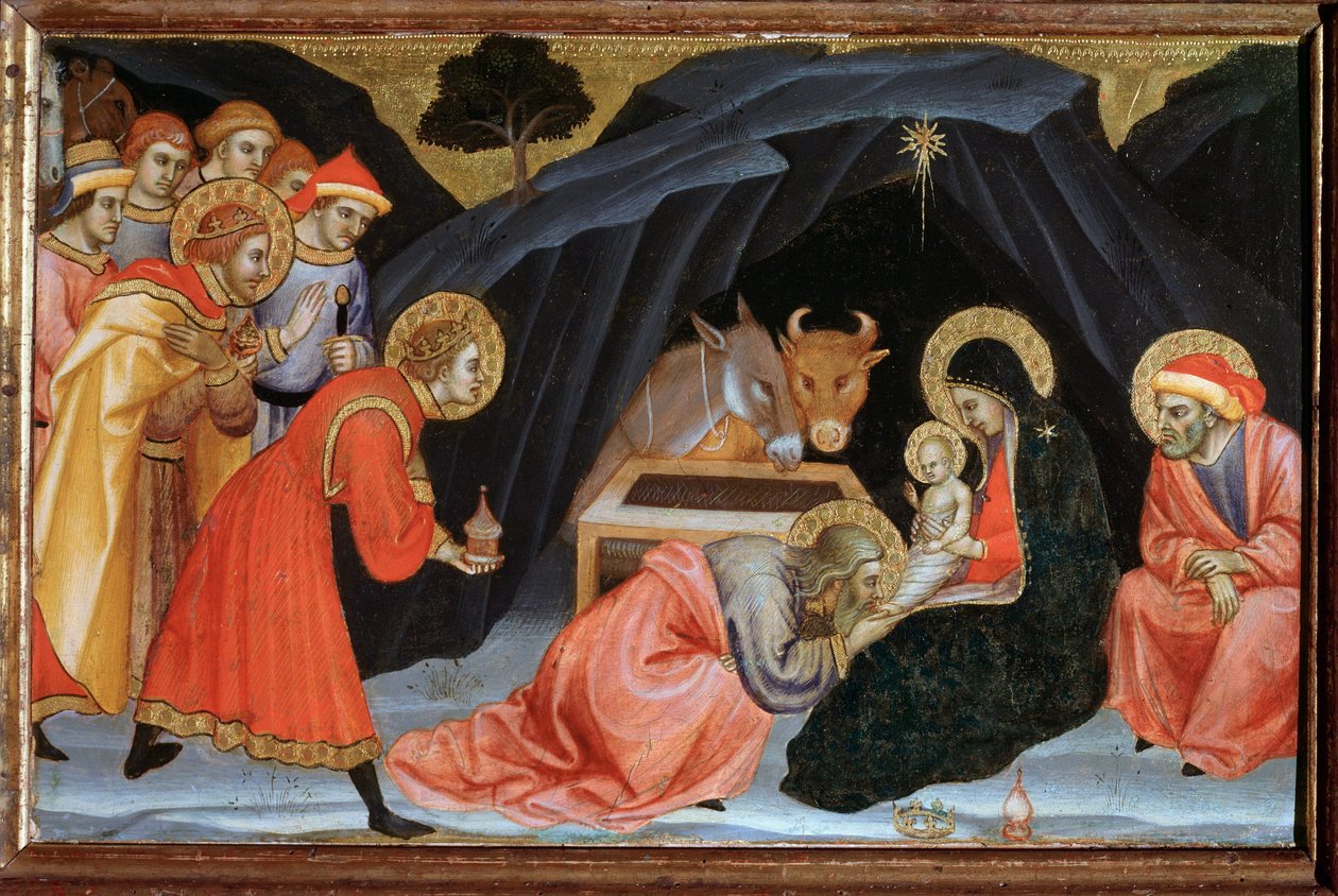 Tillbedjan av Magi - 1405, tempera på trä av Taddeo di Bartolo