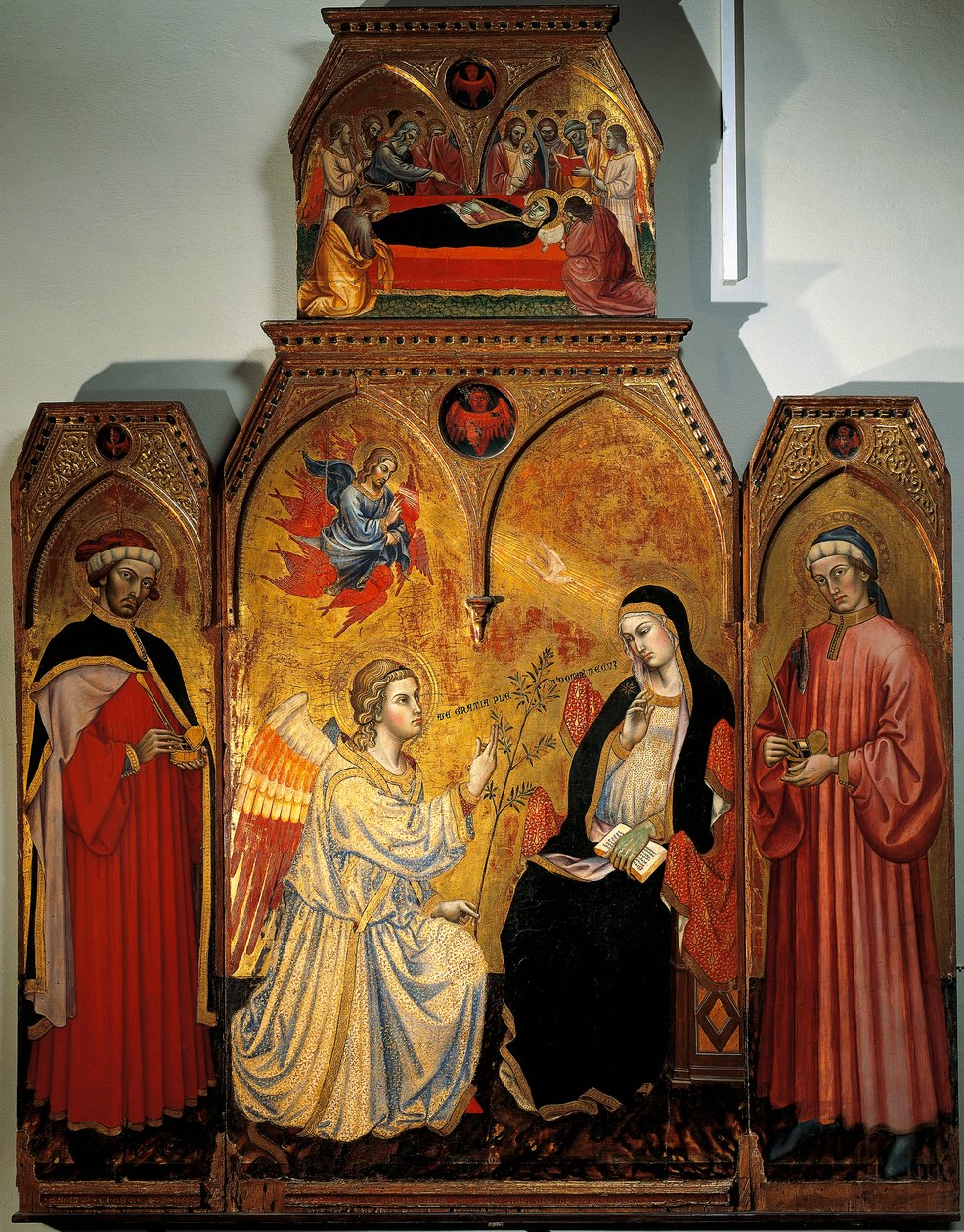 Marias bebådelse med heliga Cosmas och Damianus, av Taddeo di Bartolo (1362-1422) av Taddeo di Bartolo