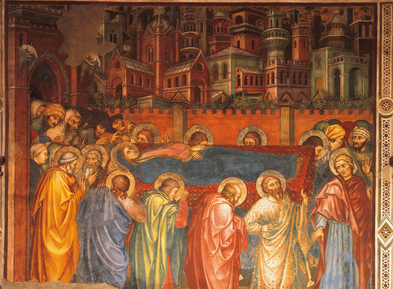 Funeral of Virgin, scen från Life of Virgin av Taddeo di Bartolo