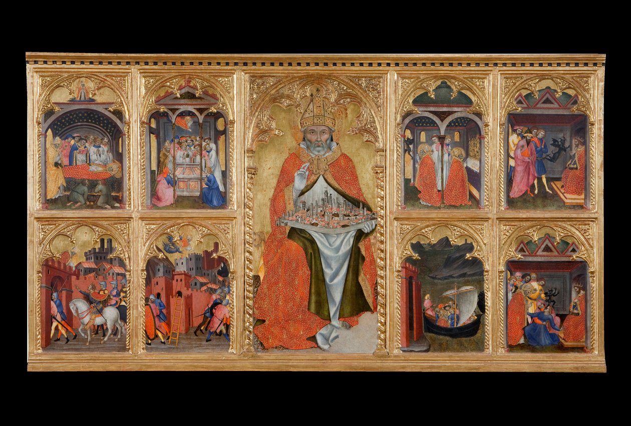 San Gimignano tronade med åtta berättelser om sitt liv av Taddeo di Bartolo