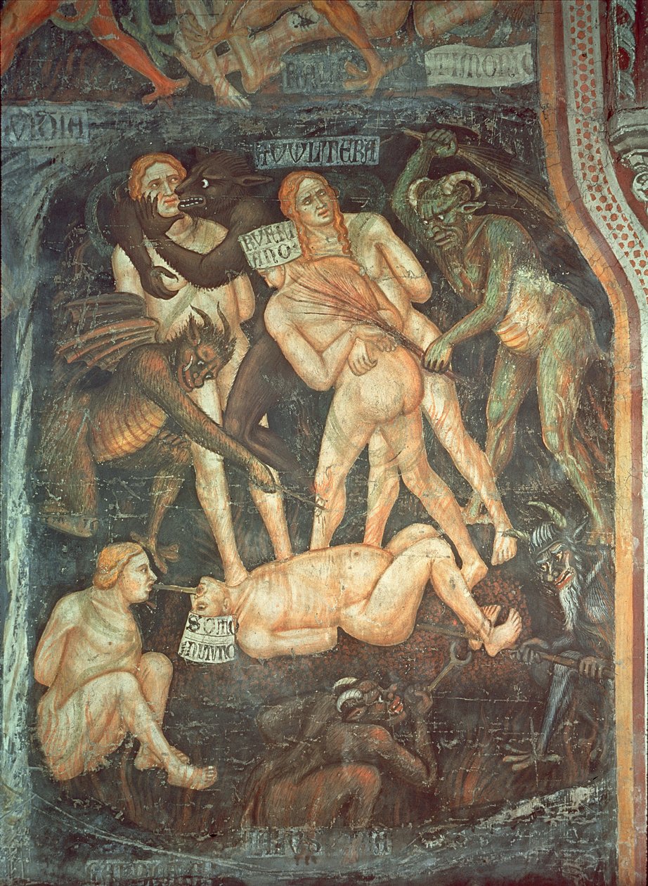 The Last Judgement, detalj om äktenskapsbrytarna, c.1394 av Taddeo di Bartolo