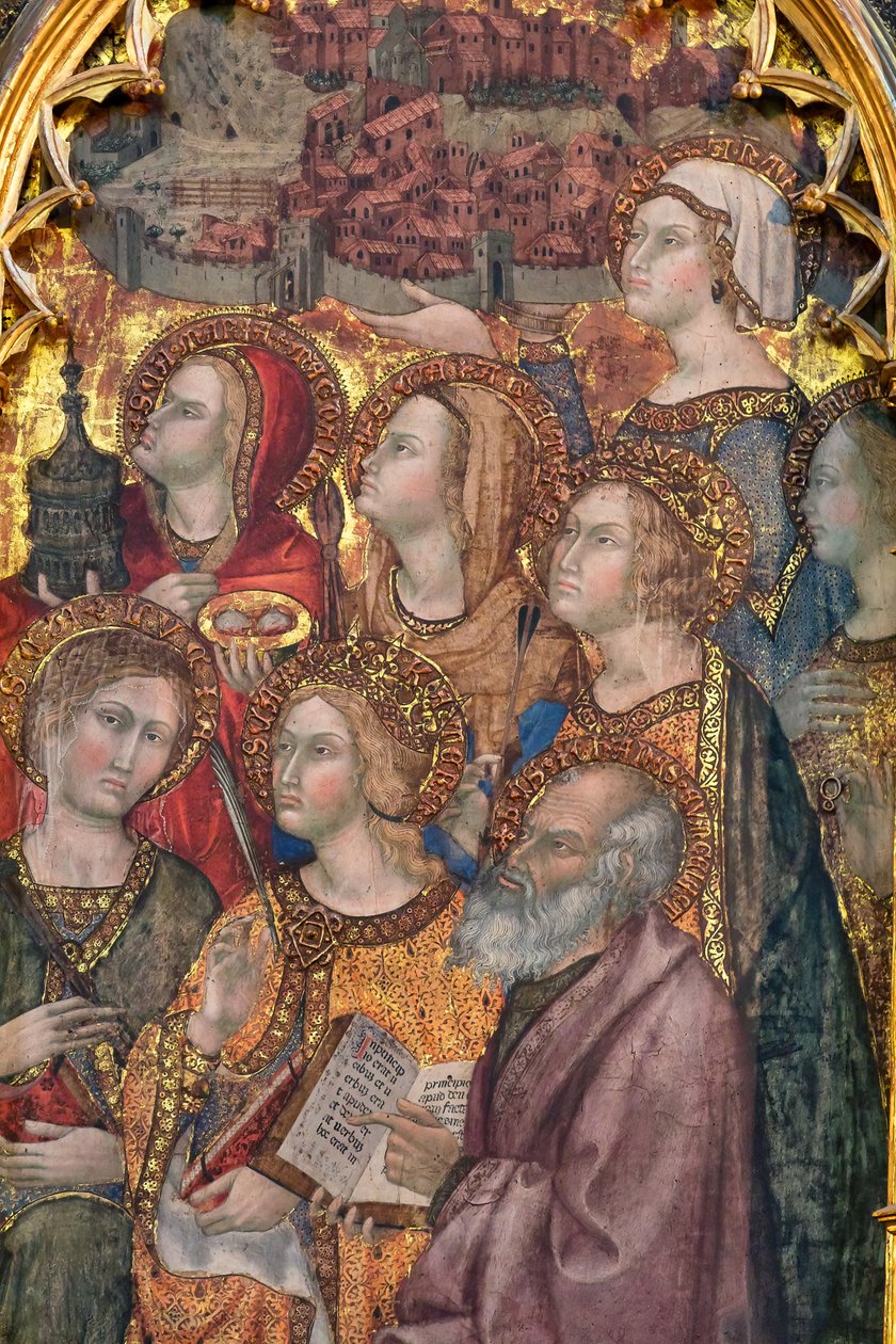 Olika helgon som tillber Madonnan, Triptyk av Himmelsfärden av Taddeo di Bartolo