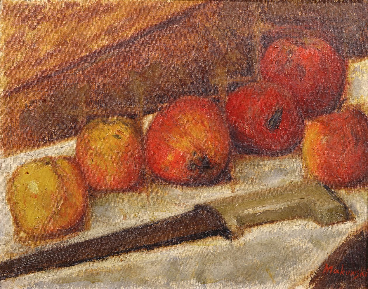 Stilleben med äpplen av Tadeusz Makowski