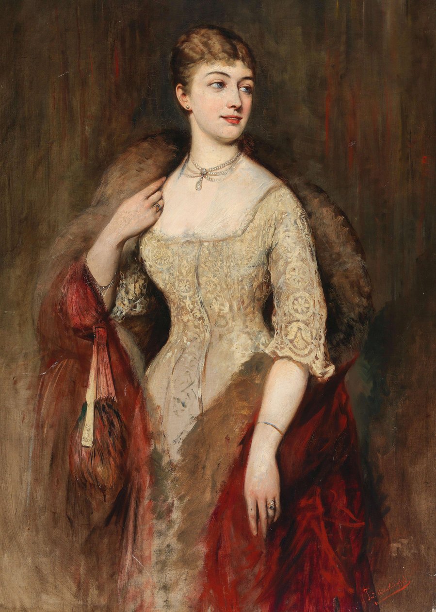 Porträtt av sångerskan Joséphine de Reszke 1855-1891, 1879. av Tadeusz Ajdukiewicz