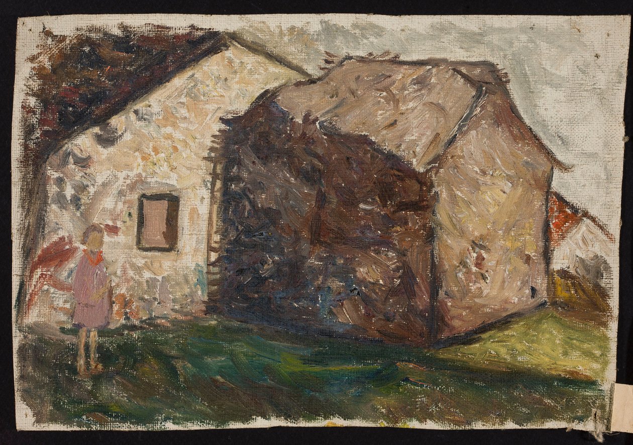 Flicka framför huset av Tadeusz Makowski