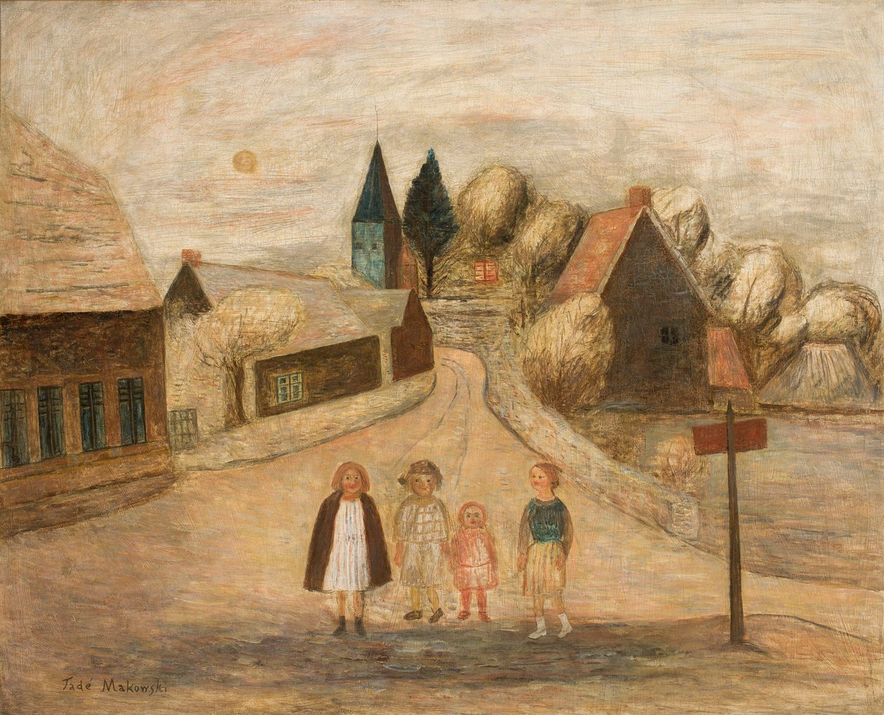 Normandiskt landskap (Breuilpont) av Tadeusz Makowski