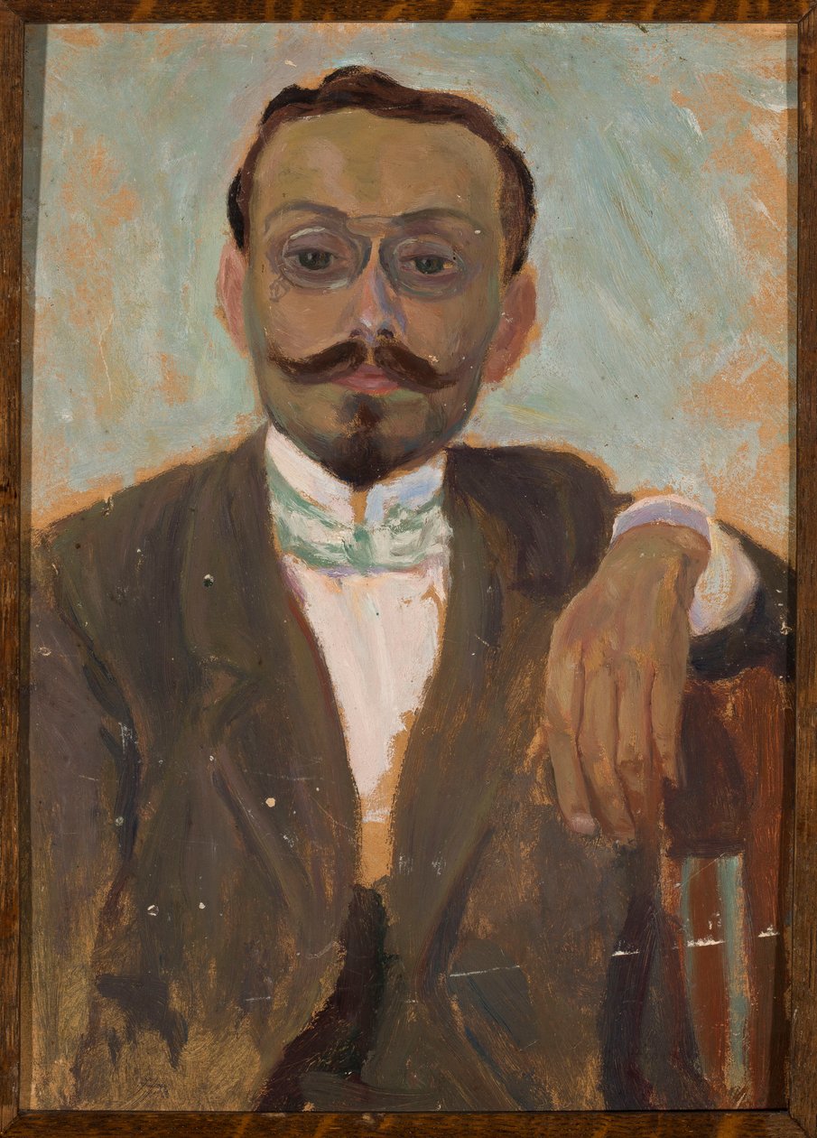 Porträtt av skulptören Bolesław Bałzukiewicz av Tadeusz Makowski