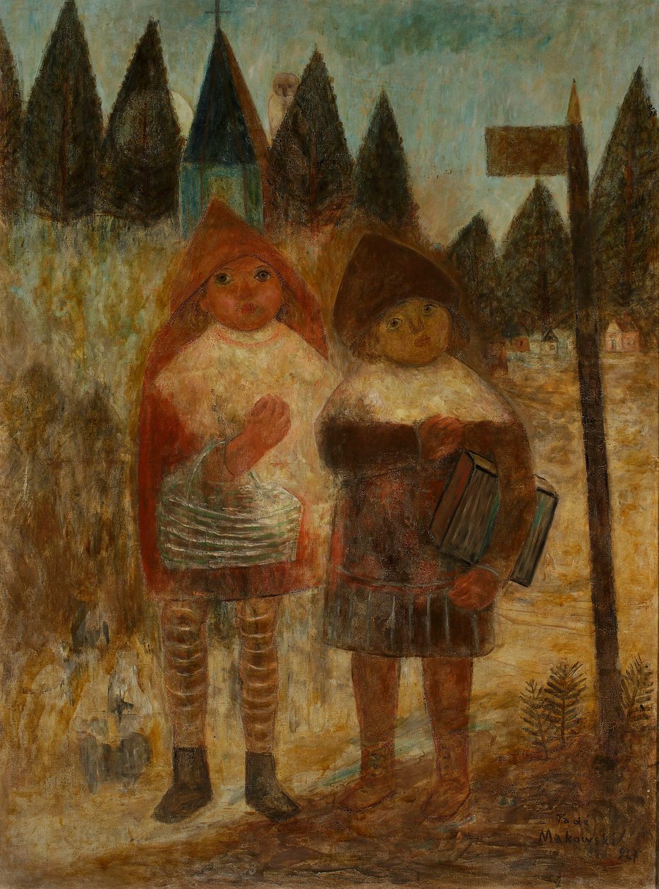 Hemkomst från skolan av Tadeusz Makowski
