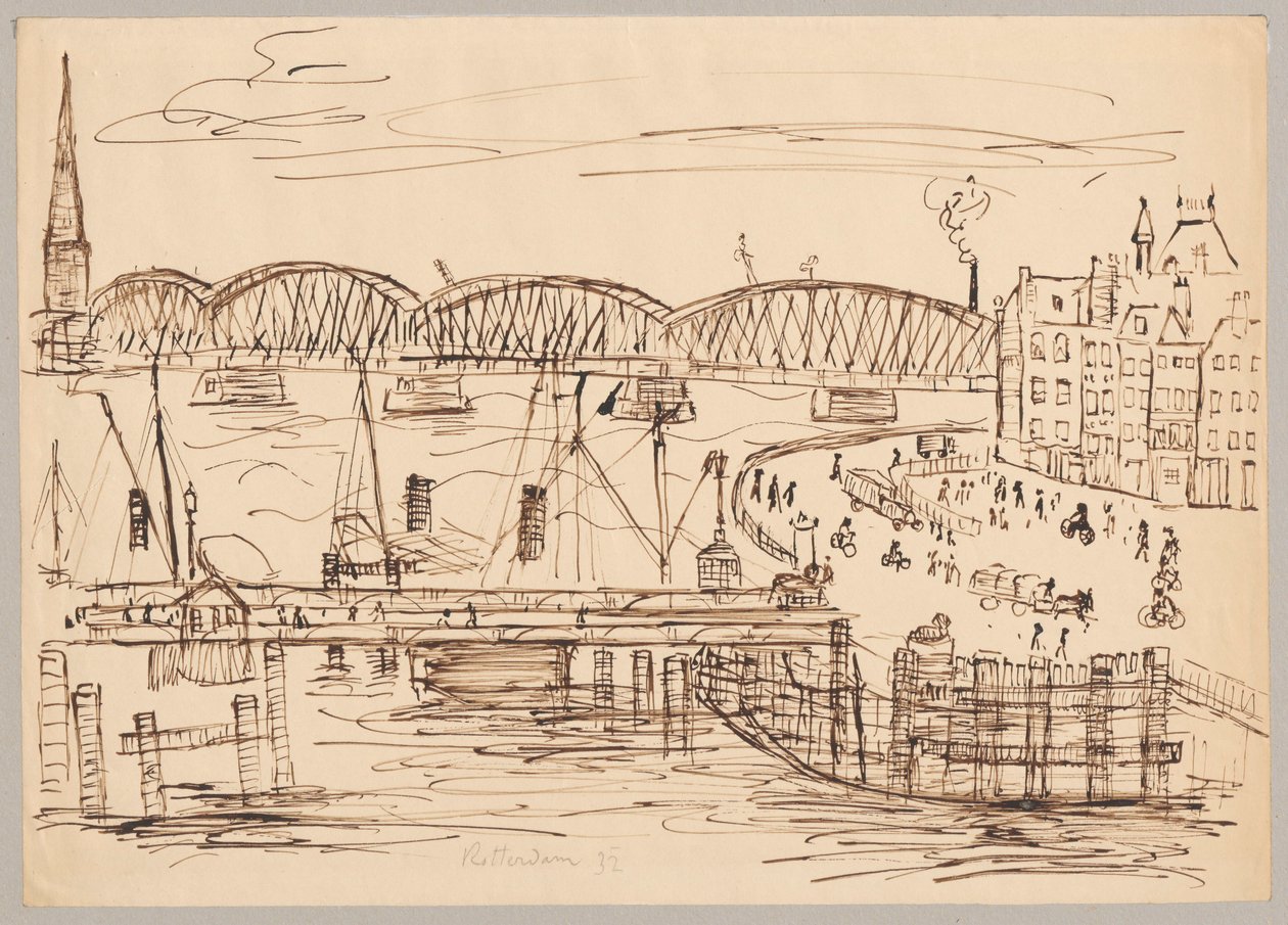 Utsikt över Rotterdam av Tadeusz Makowski