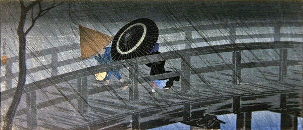 Dusch i Terashima (träsnitt i färg) av Takahashi  Hiroaki