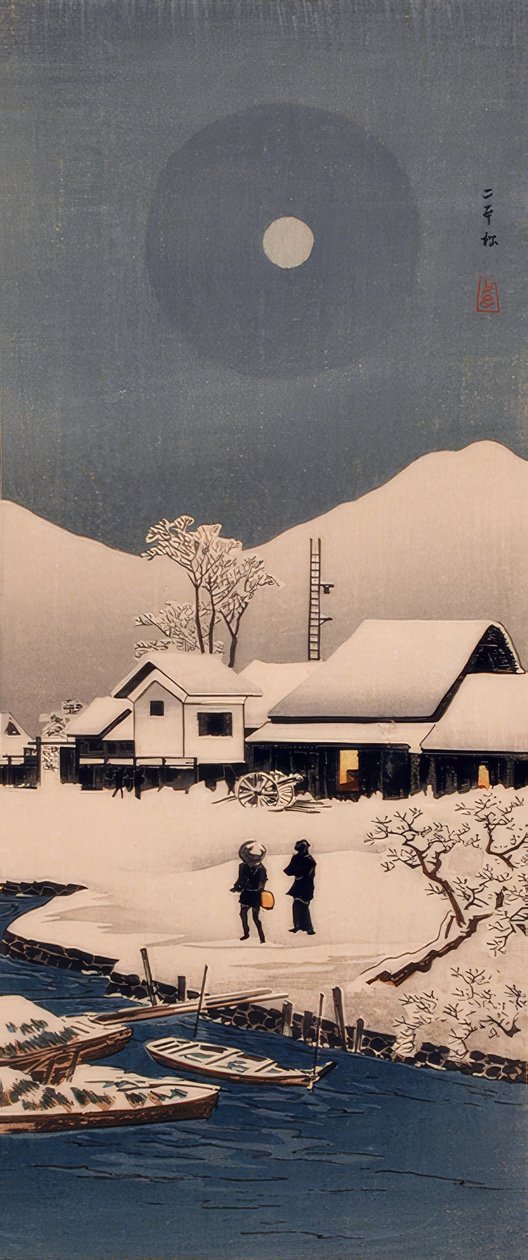 Snö vid Nipponmatsu av Takahashi Hiroaki