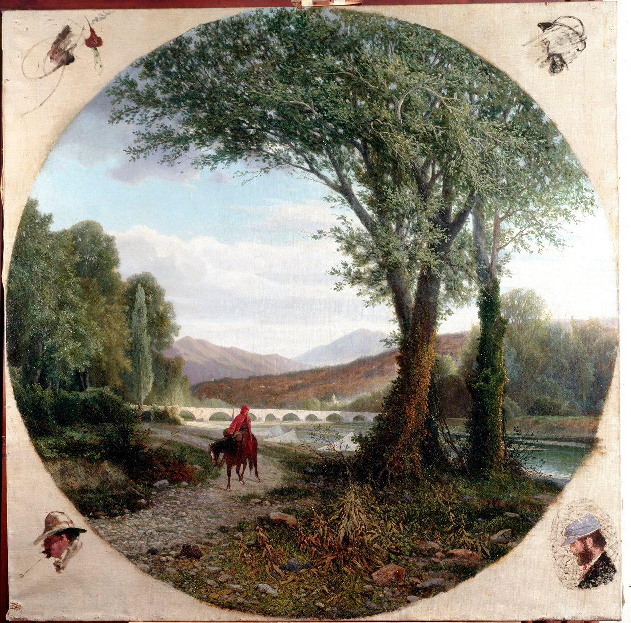 Dante springer en häst längs floden Entella eller passagen Illustration av skärselden i "" La divina commedia "" (La divine comedy) av Dante Alighieri (1265-1321) Målning av Tammar Luxoro (1824-1899) Before 1865 Genes, Civica Galleri för modern konst av Tammar Luxoro