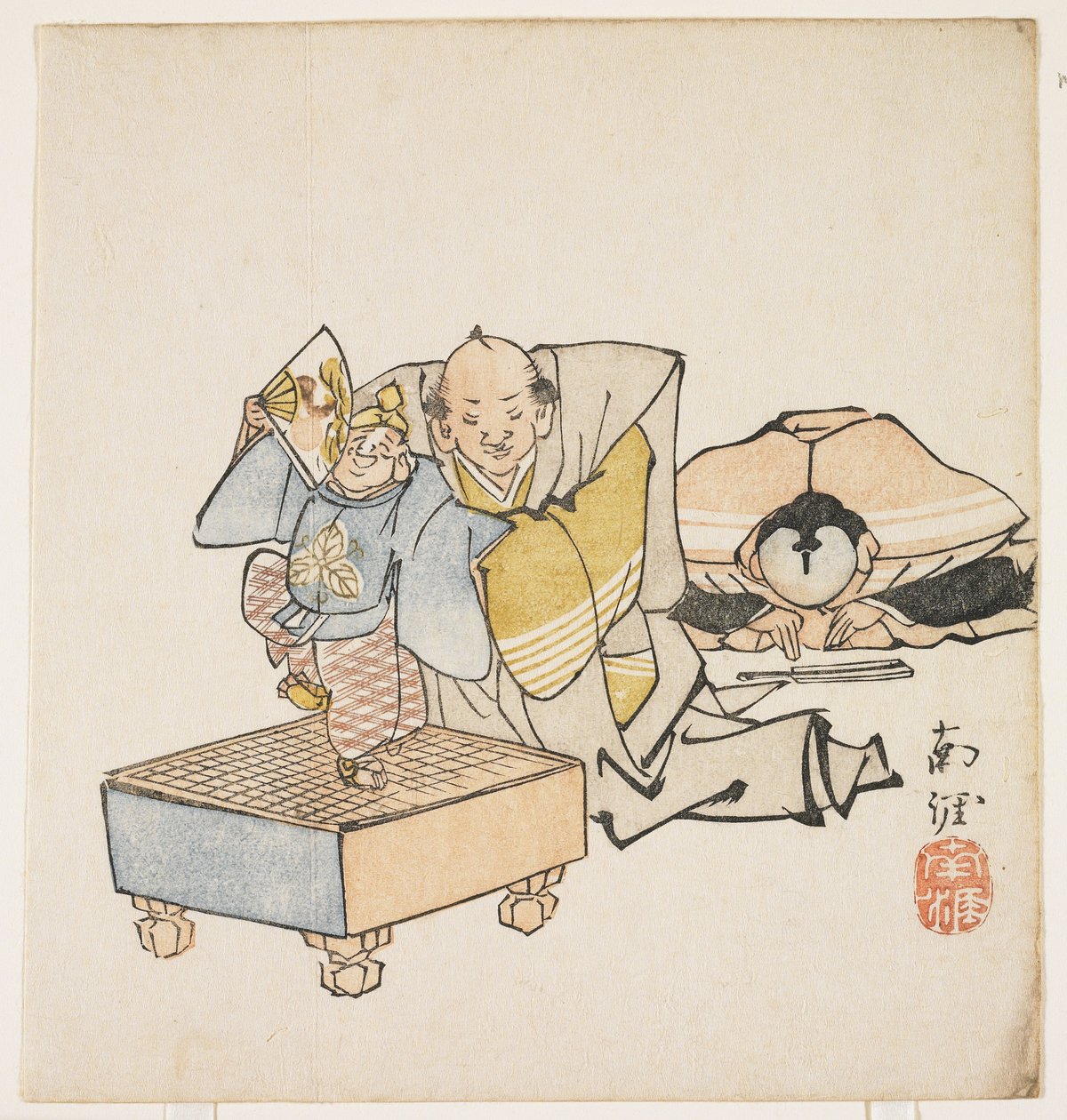 Marionettspelare, ca 1840 (färgsnitt) av Tanaka Nangai