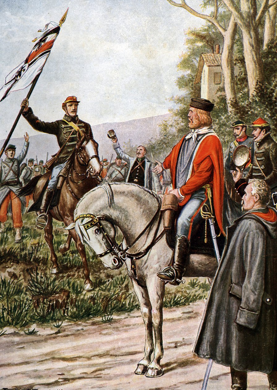 Fransk-preussiska kriget 1870: Italienska patrioten Giuseppe Garibaldi under slagen vid Dijon av Tancredi Scarpelli