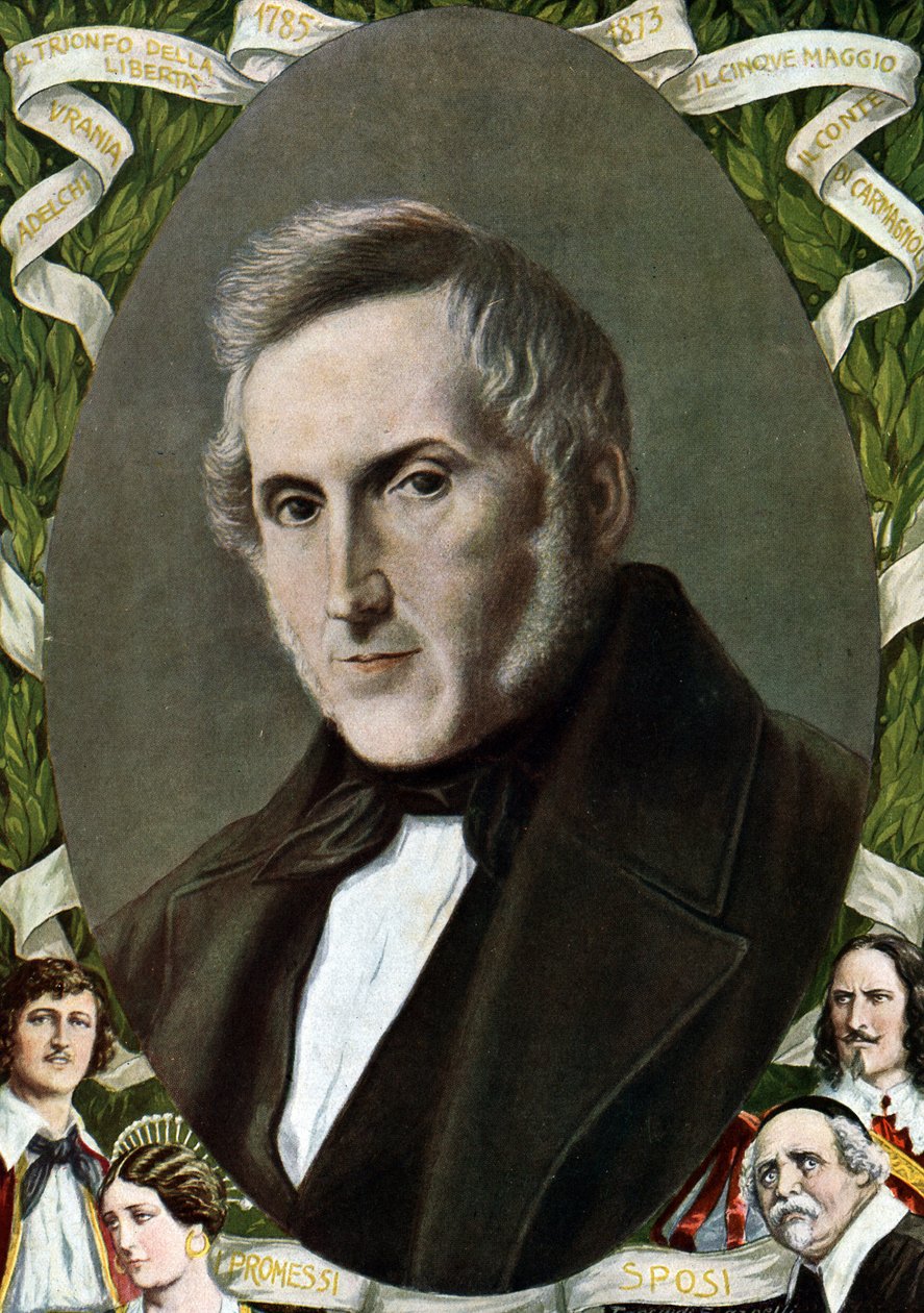 Porträtt av Alessandro Manzoni (1785 - 1873), italiensk författare Illustration av Tancredi Scarpelli (1866-1937) från "Storia d
