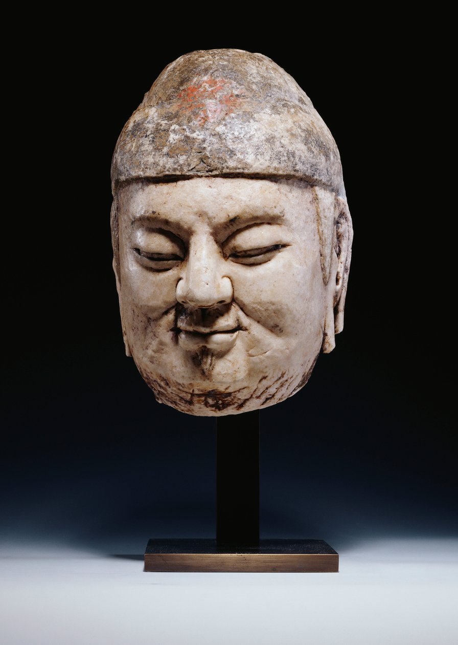 Ett marmorhuvud av en tjänsteman, Tangdynastin eller något tidigare, c.618-907 av Tang Dynasty Chinese School