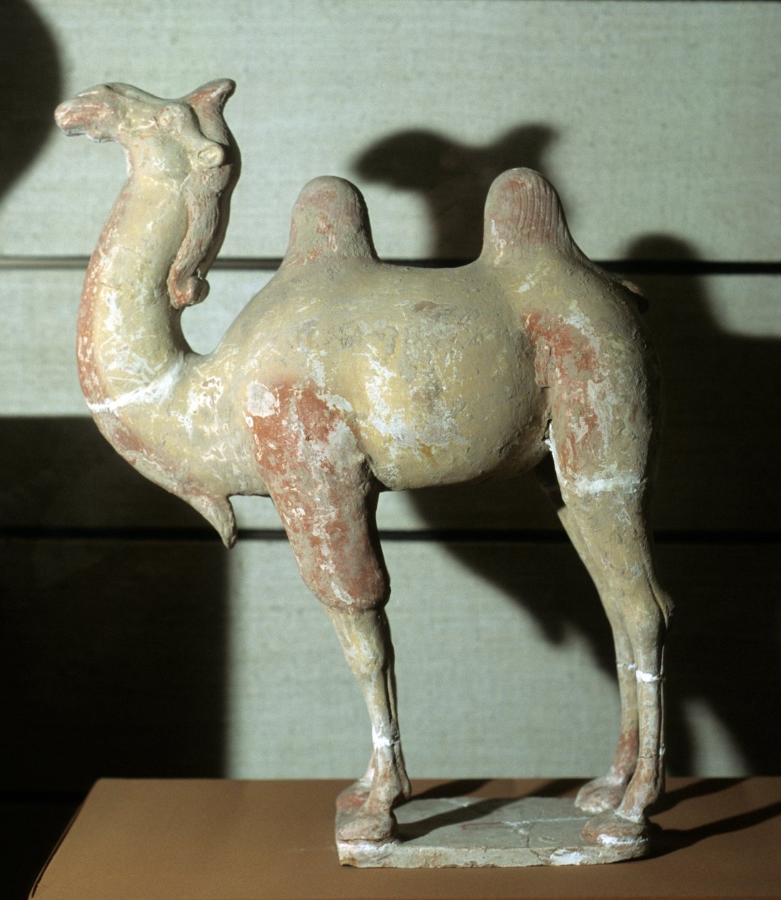 Färgglad kamel, begravningsobjekt, 618-907 (terrakotta) av Tang Dynasty Chinese School