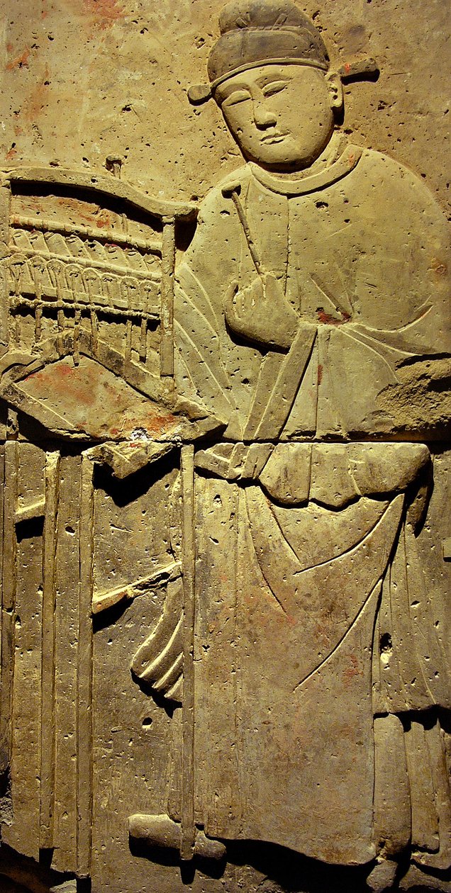 Stele föreställande en musiker (terrakotta) av Tang Dynasty Chinese School