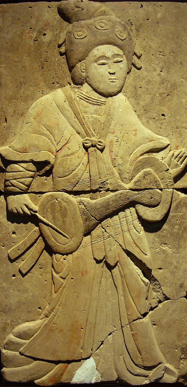 Stele föreställande en musiker (terrakotta) av Tang Dynasty Chinese School