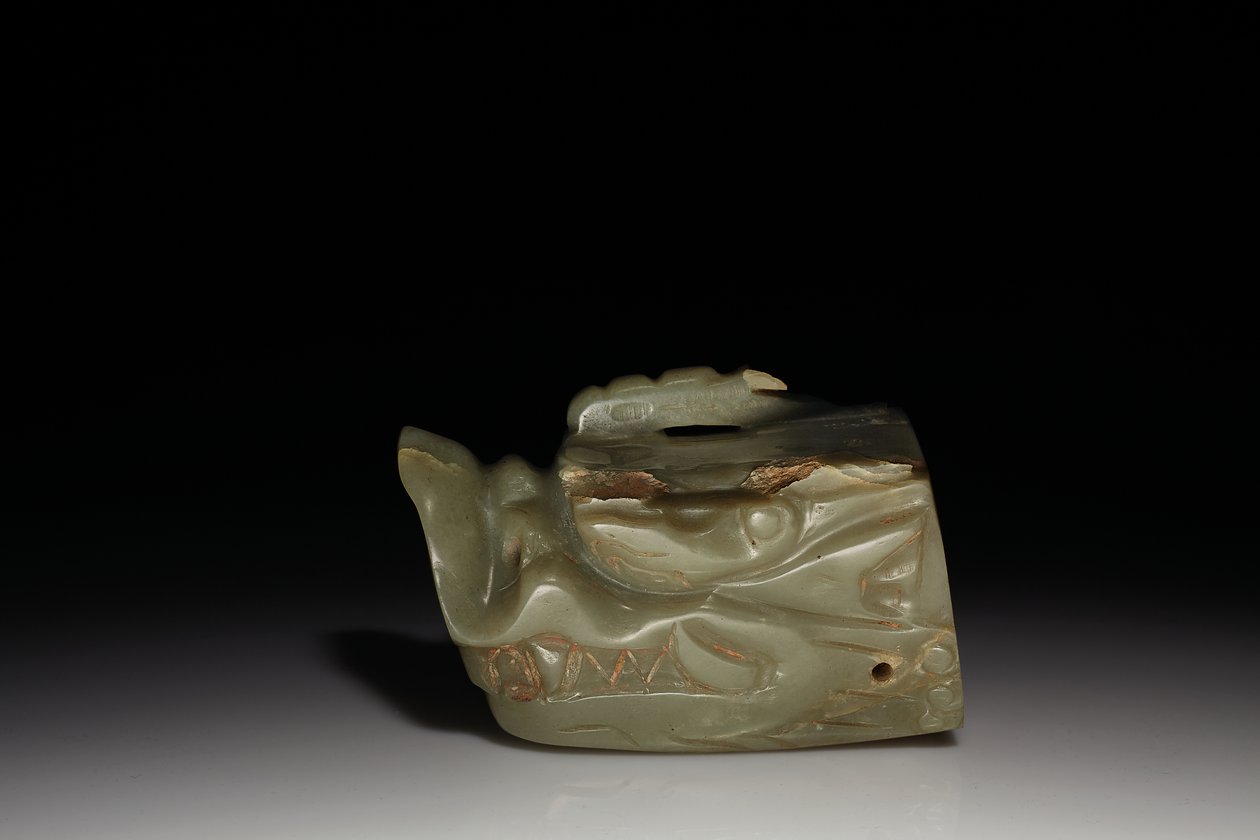 Junkunc Jade Dragon Head (jade) av Tang Dynasty Chinese School