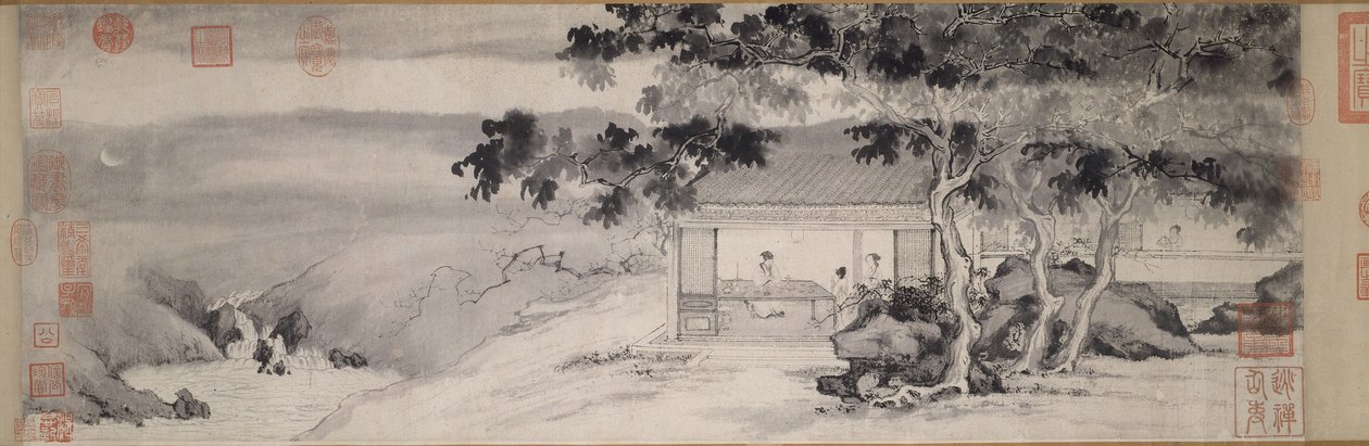 Drinking at Night, Mingdynastin, ca 1520-23 av Yin Tang