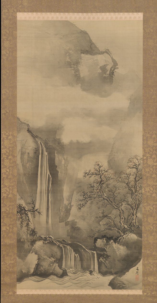 Landskap med vattenfall, 1828. av Tani Buncho
