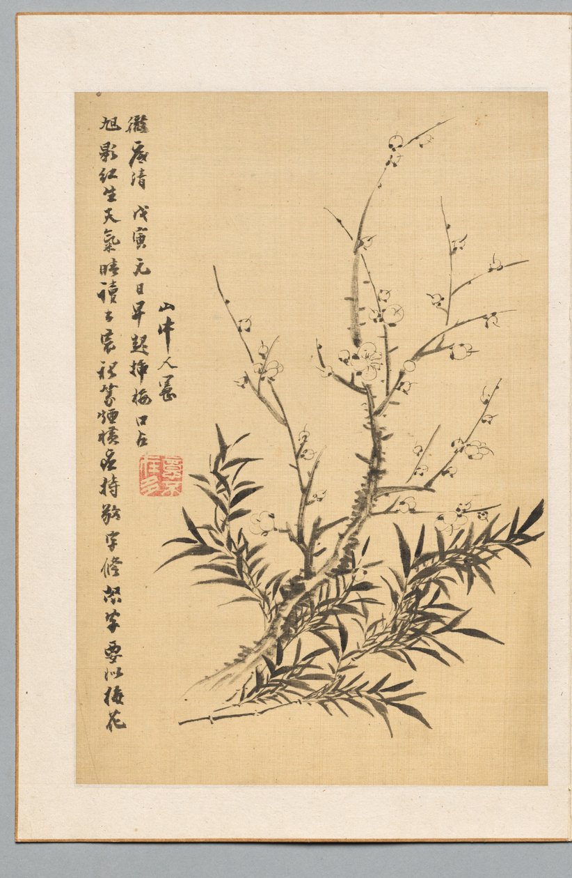 Plommonblommor och bambu, 1818. av Tanomura Chikuden